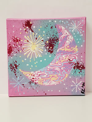 Starry Night, Crescent Moon #3    (7.5 x 7.5 inches)