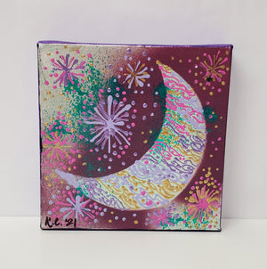 Starry Night, Crescent Moon #2     (7.5 x 7.5 inches)